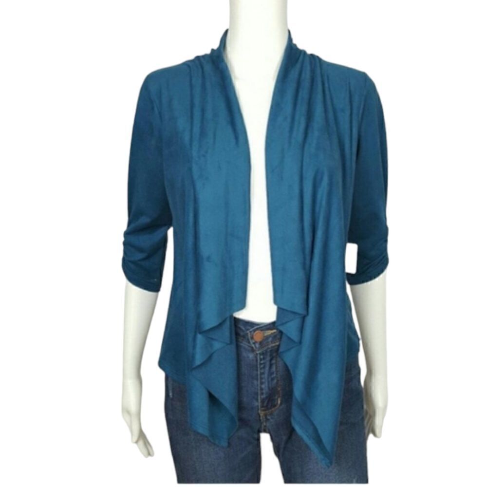 VIVACE Women's Water Fall Blazer  Cardigan  Color Blue‎